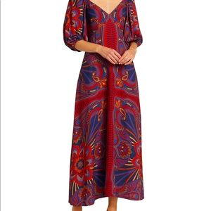NWT - Farm Rio Macaw Arabesque Midi Dress; size XS